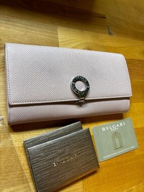 Bvlgari Serpenti Forever Pink Leather Long Wallet w/ Auth Card